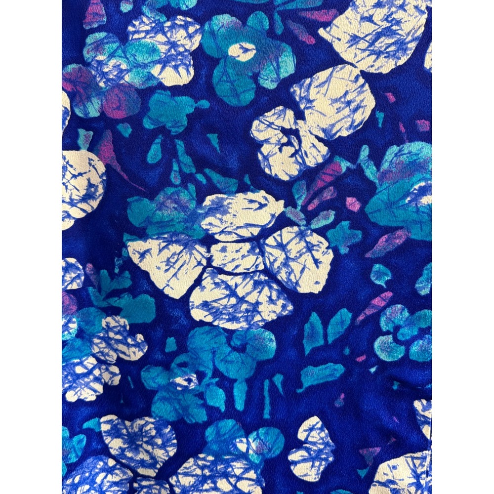 Vintage Tropical Floral Fabric Cobalt Blue Retro Botanical Abstract Maximalist